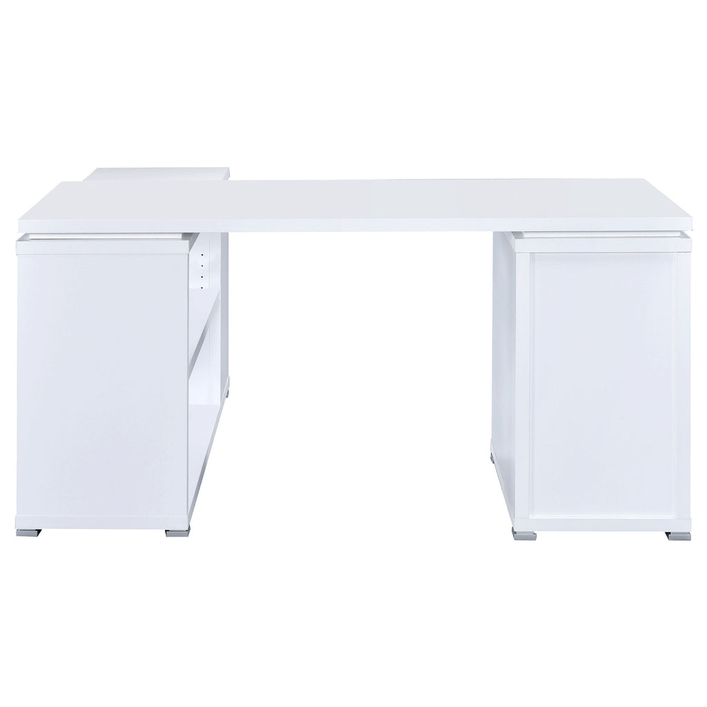 Tona White Driftwood 3-Drawer L-Shape Computer Desk