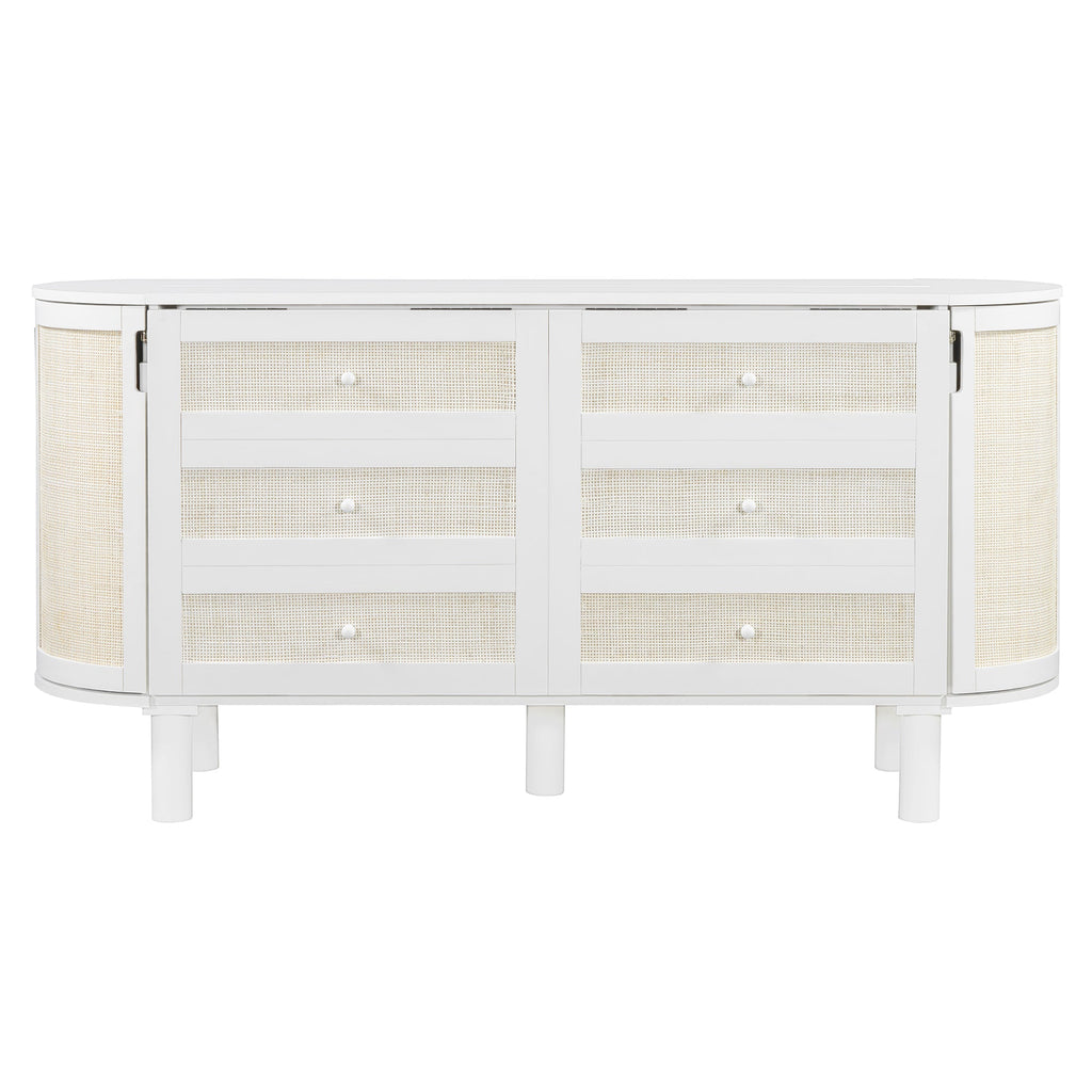 Queen Murphy Bed with Hidden Storage & Modern Woven Design,White