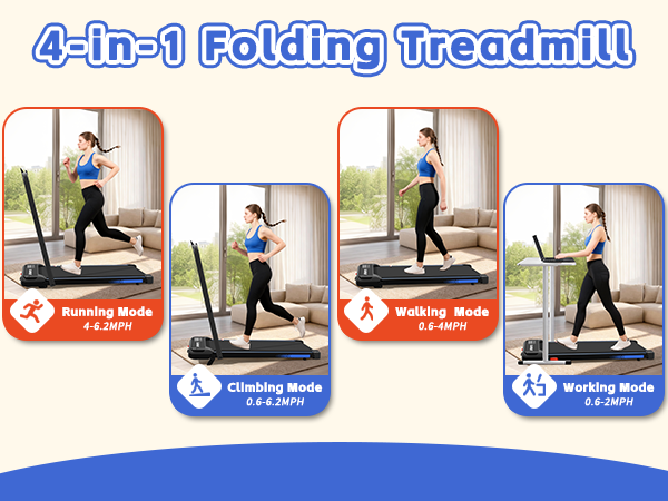 3 in 1 Under Desk Treadmill with Incline,Foldable Treadmills for Home, Walking Pad with Handle Bar for Walking and Jogging, with Remote Control & LED Display