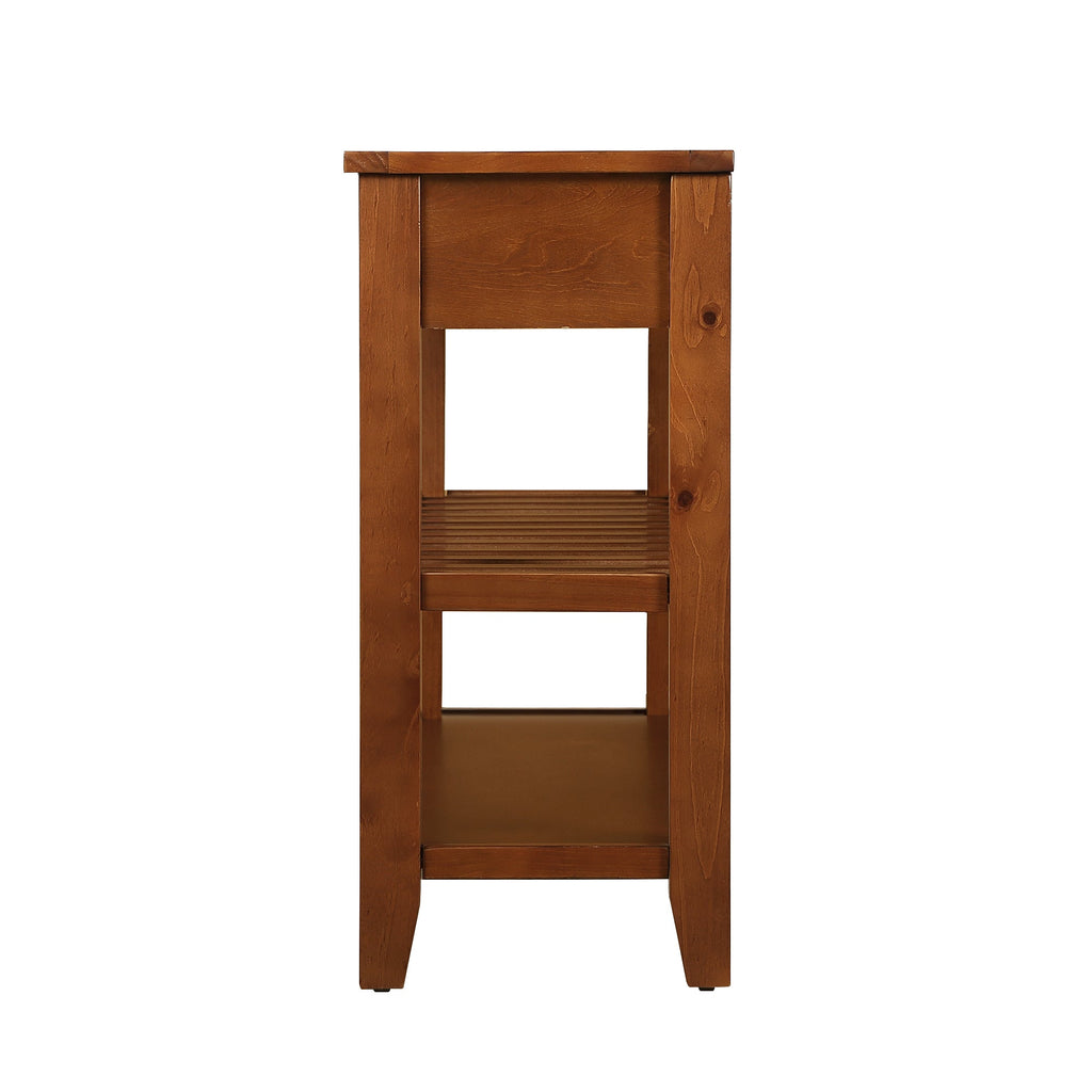 Console Sofa Table with 2 Storage Drawers and 2 Tiers Shelves, Mid-Century Style 42'' Solid Wood Buffet Sideboard for Living Room Furniture Kitchen Dining Room Entryway Hallway, Brown