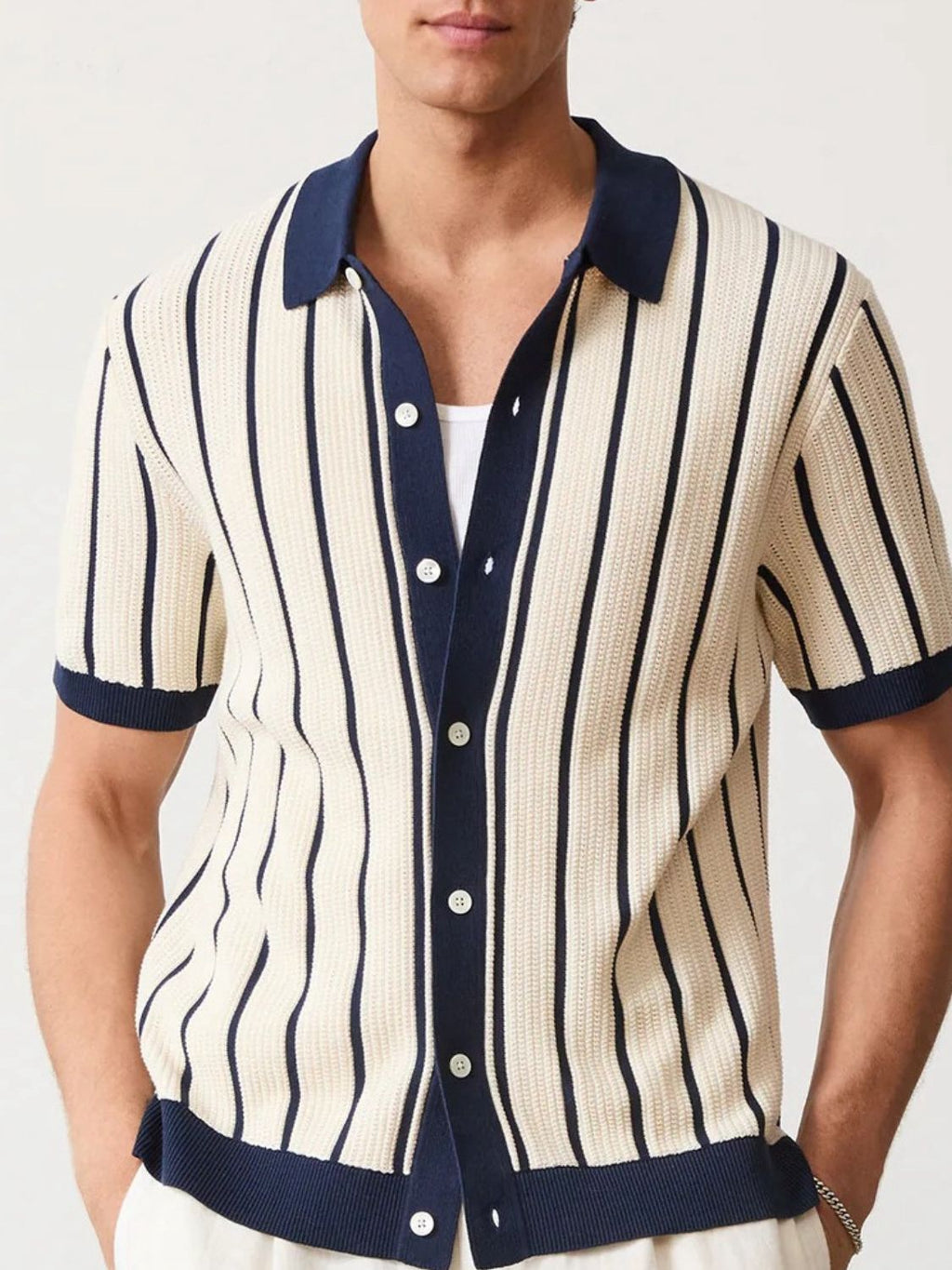 Striped Button Down Short Sleeve Shirt