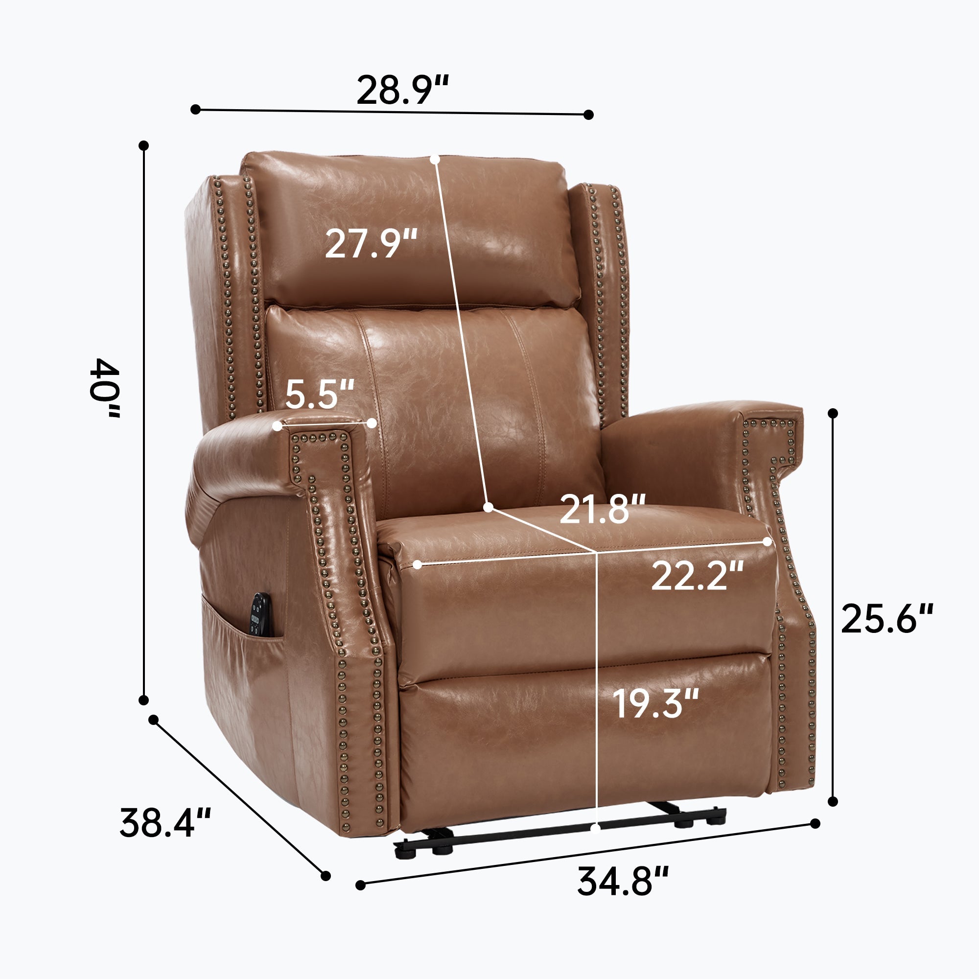 Camel Manual Recliner Chair in Faux Leather for Living Room with Heavy Duty Motion Mechanism, 8 vibrating nodes and 3 massage modes.