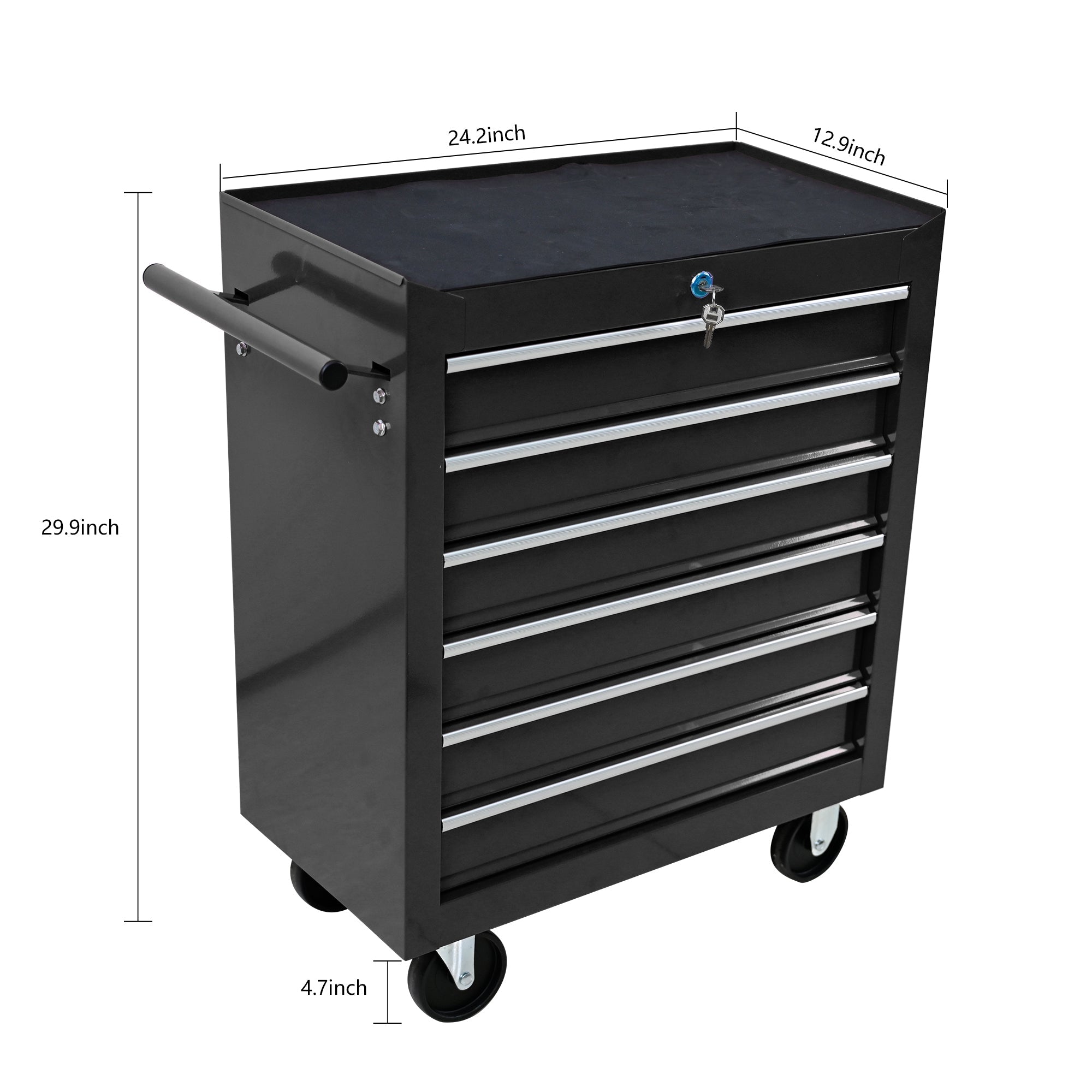 Rolling Tool Chest, 6-Drawer Tool Box with Wheels, Heavy Duty Industrial Service Cart Storage Organizer with Locking System, Rolling Tool Box Organizer Tool Case for Garage, Repair Shop - Black
