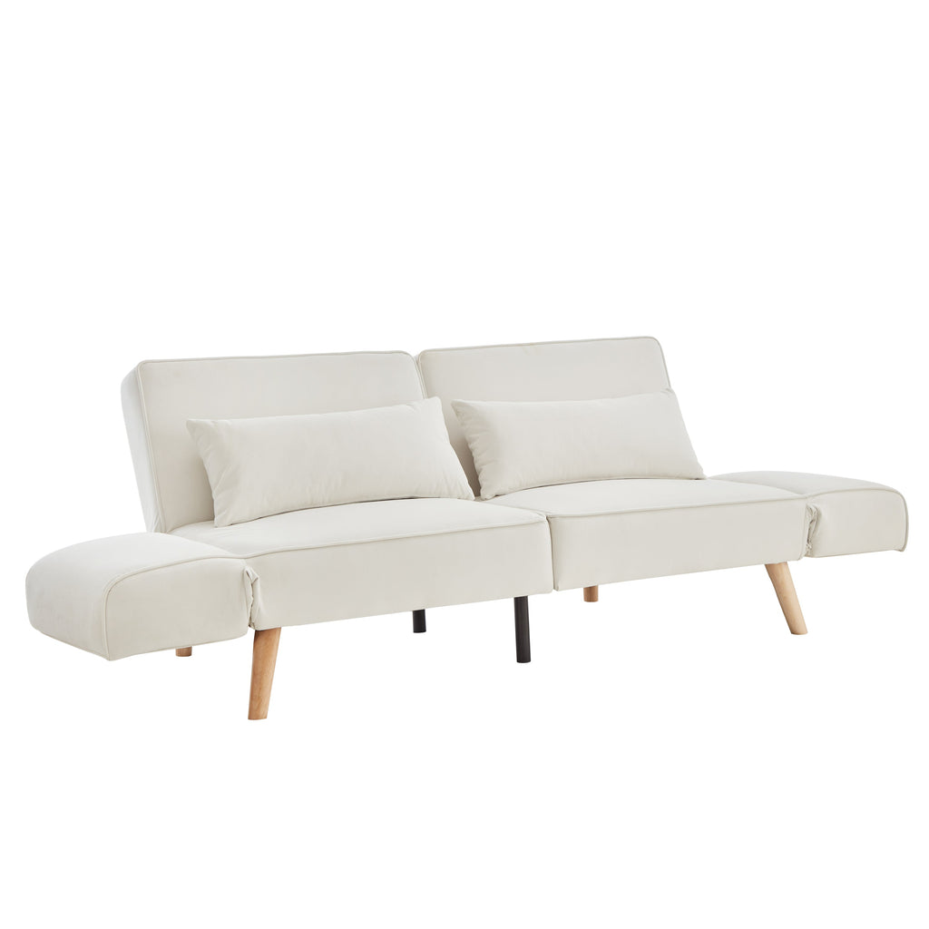 72.8'' Futon Sofa Bed, Sleeper Sofa, Small Couch with Adjustable Armrests, Adjustable Recliner Sleeper Sofa Bed for Living Room, Bedroom, Apartment, Beige