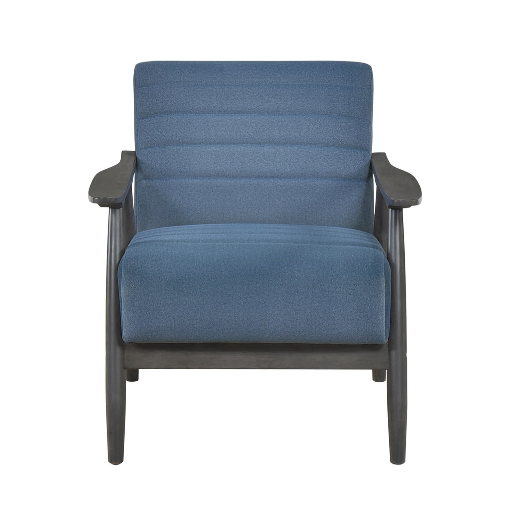 Casual Transitional Accent Chair 1pc Blue Fabric Upholstery Dark Gray Frame Solid Wood Living Room Furniture
