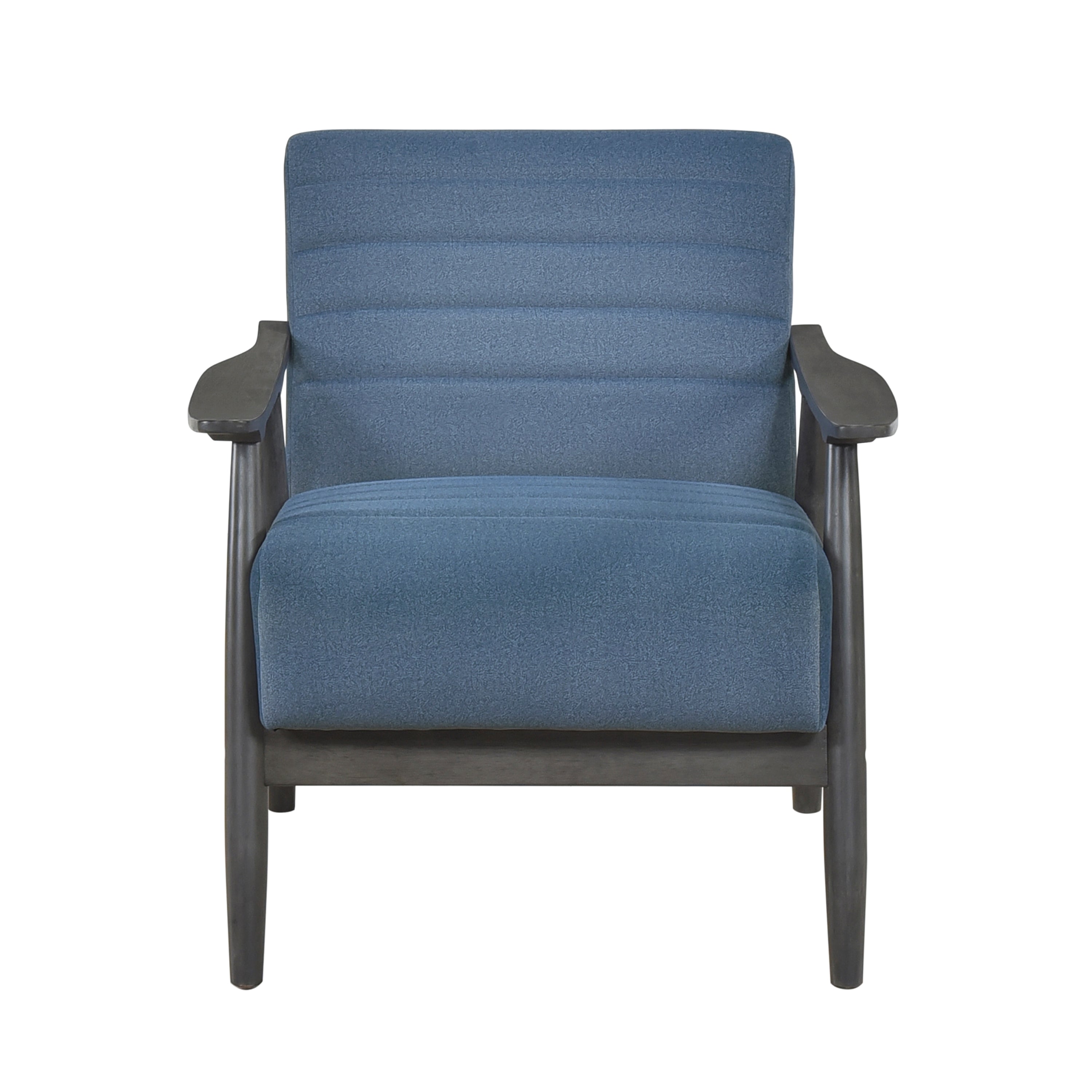 Casual Transitional Accent Chair 1pc Blue Fabric Upholstery Dark Gray Frame Solid Wood Living Room Furniture