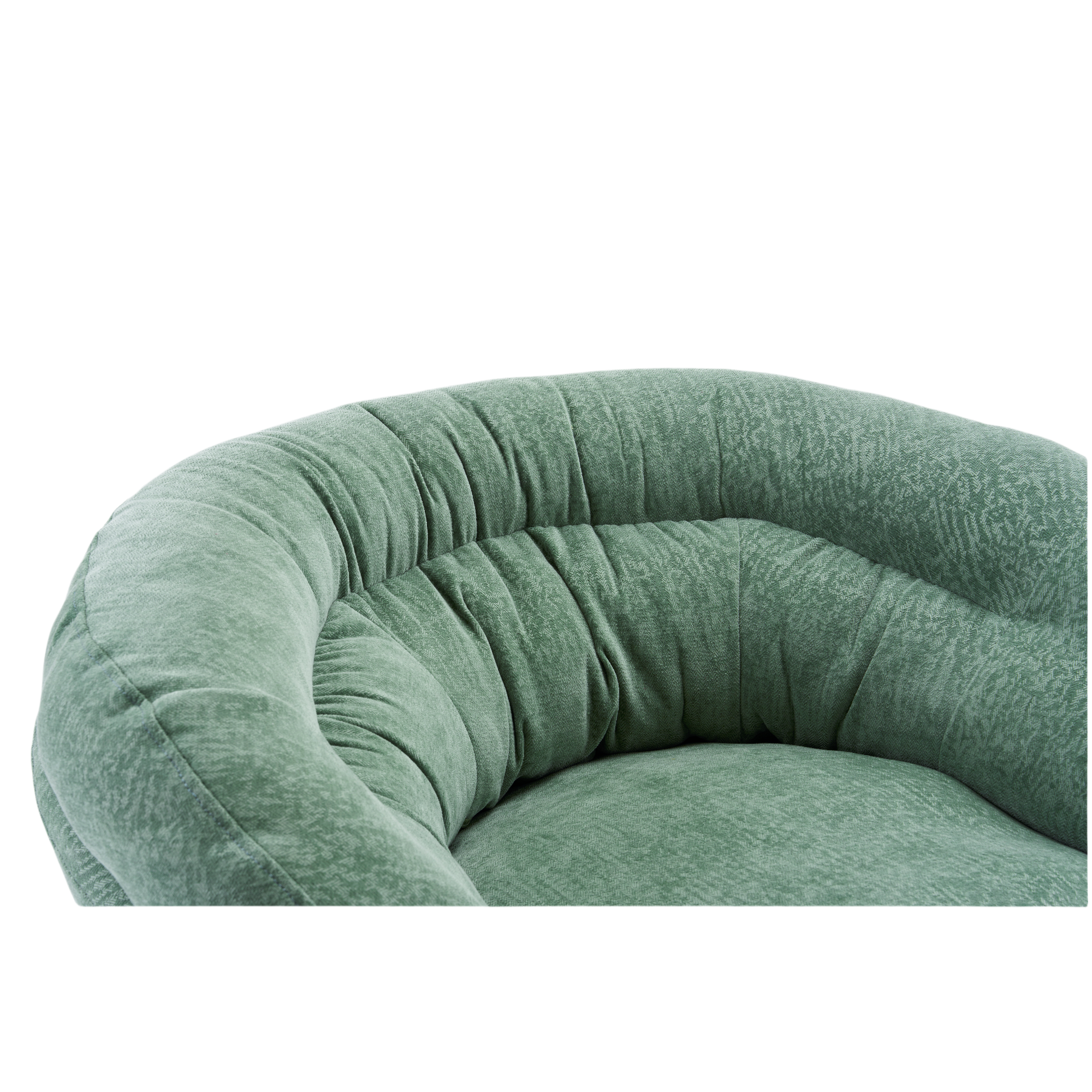 Modern Chenille Office Chair, 360° Swivel Club Chair/Accent Chair with Removable Cushion, Round Office Chair, Black Metal Base, Cotton Material, Living Room, Bedroom, Reading Corner, Office (Green)