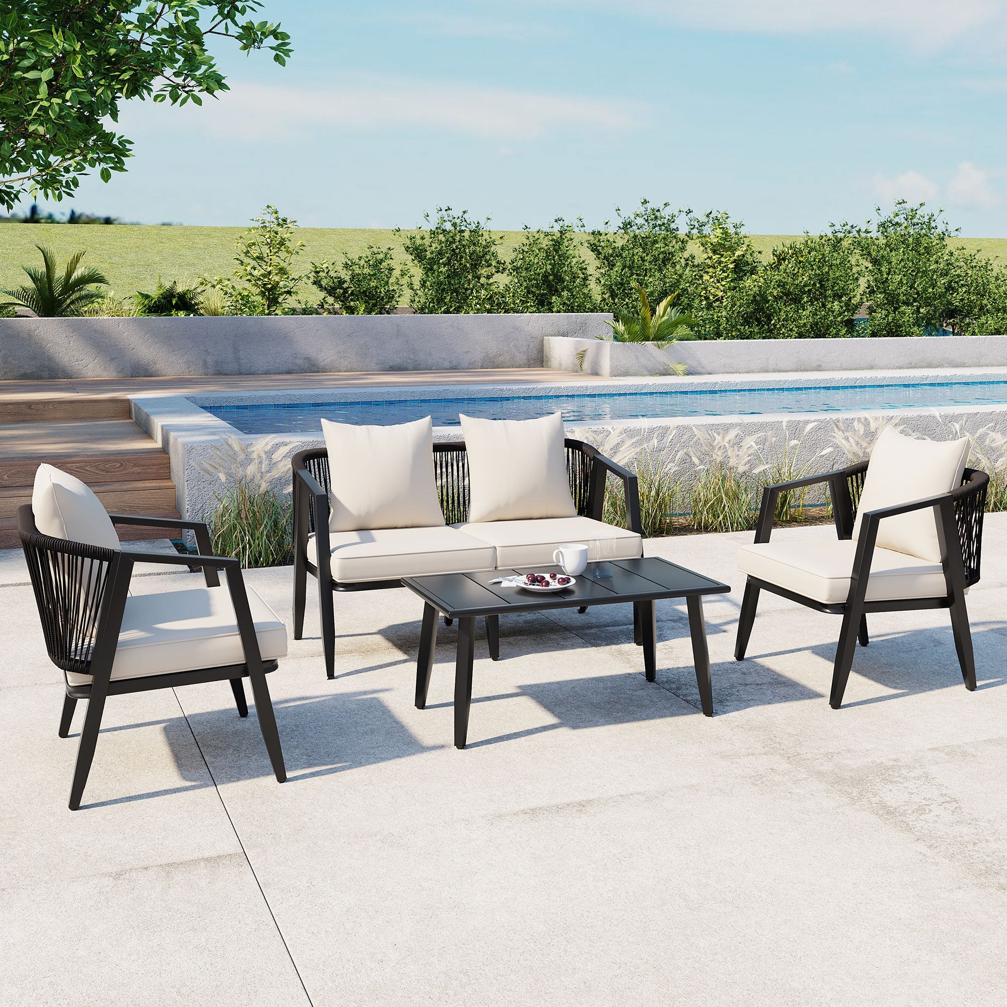 U_STYLE Durable and Comfortable Outdoor Seating Set,Suitable for Patios, Lawns, and Poolsides