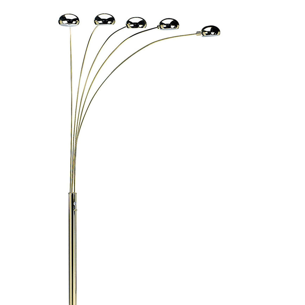 84' Tall Metal Floor Lamp with Polished Brass finish and 5 adjustable Arch Arms