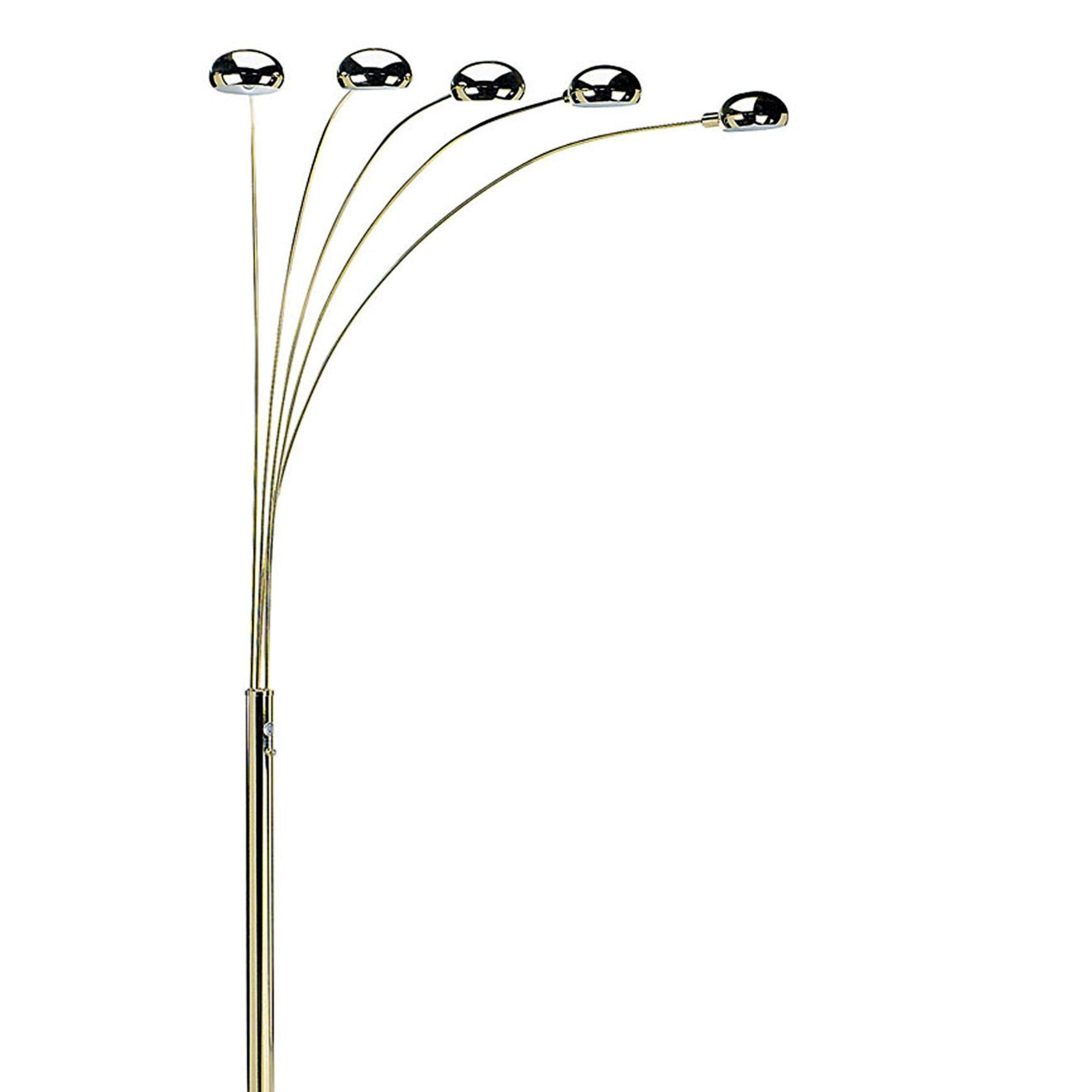 84' Tall Metal Floor Lamp with Polished Brass finish and 5 adjustable Arch Arms