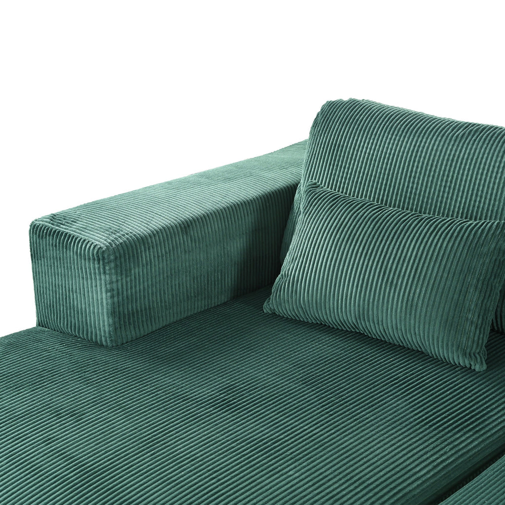 U_Style Corduroy Double Sofa Bed with 2 Pillows, Perfect for Living Rooms, Apartments, Offices