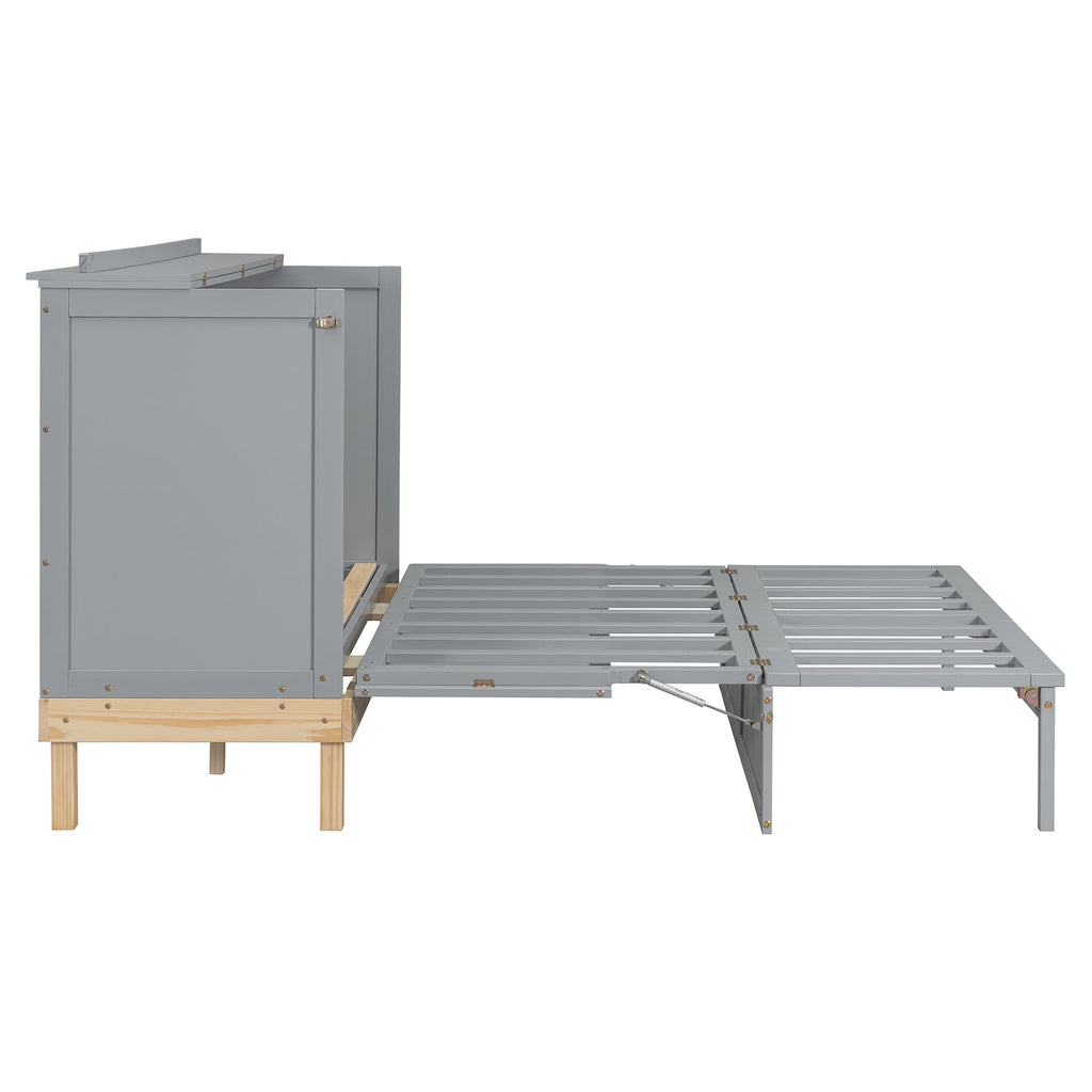 Queen Size Murphy Bed, Gray
