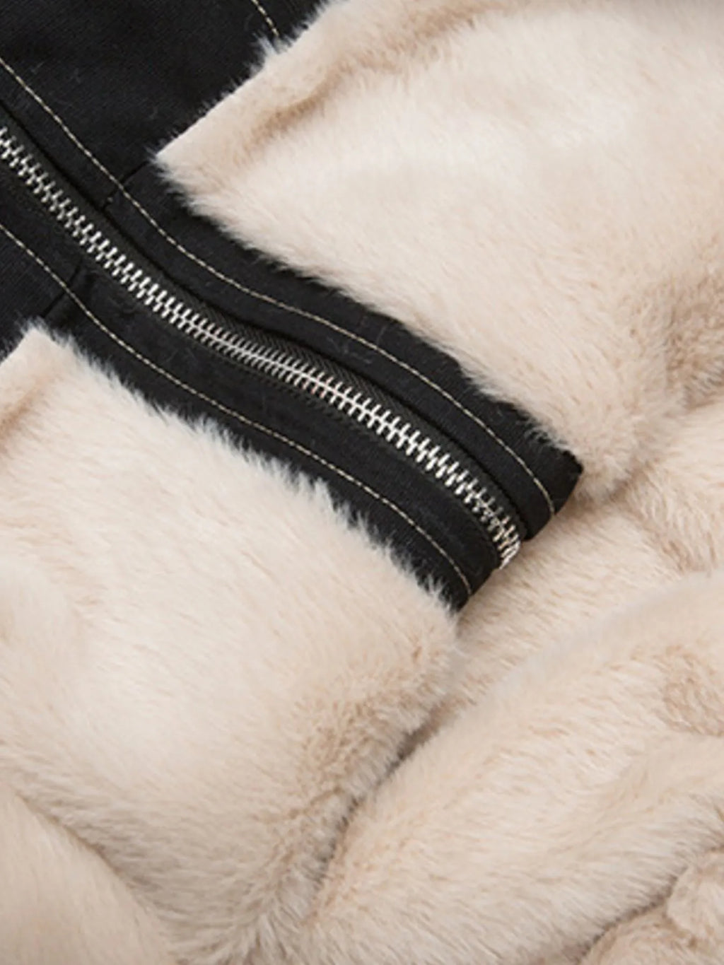 Faux Fur Hooded Zip Up Jacket