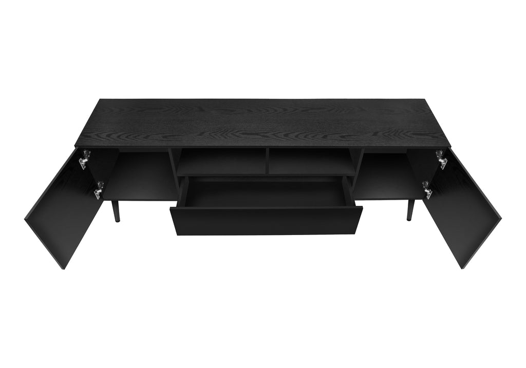Tv Stand, 72 Inch, Console, Media Entertainment Center, Storage Drawer, Black Laminate, Mid Century, Modern