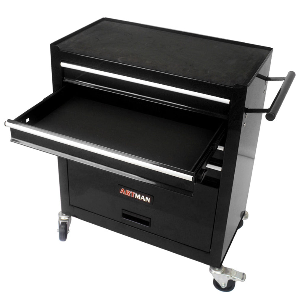 4 DRAWERS MULTIFUNCTIONAL TOOL CART WITH WHEELS-BLACK