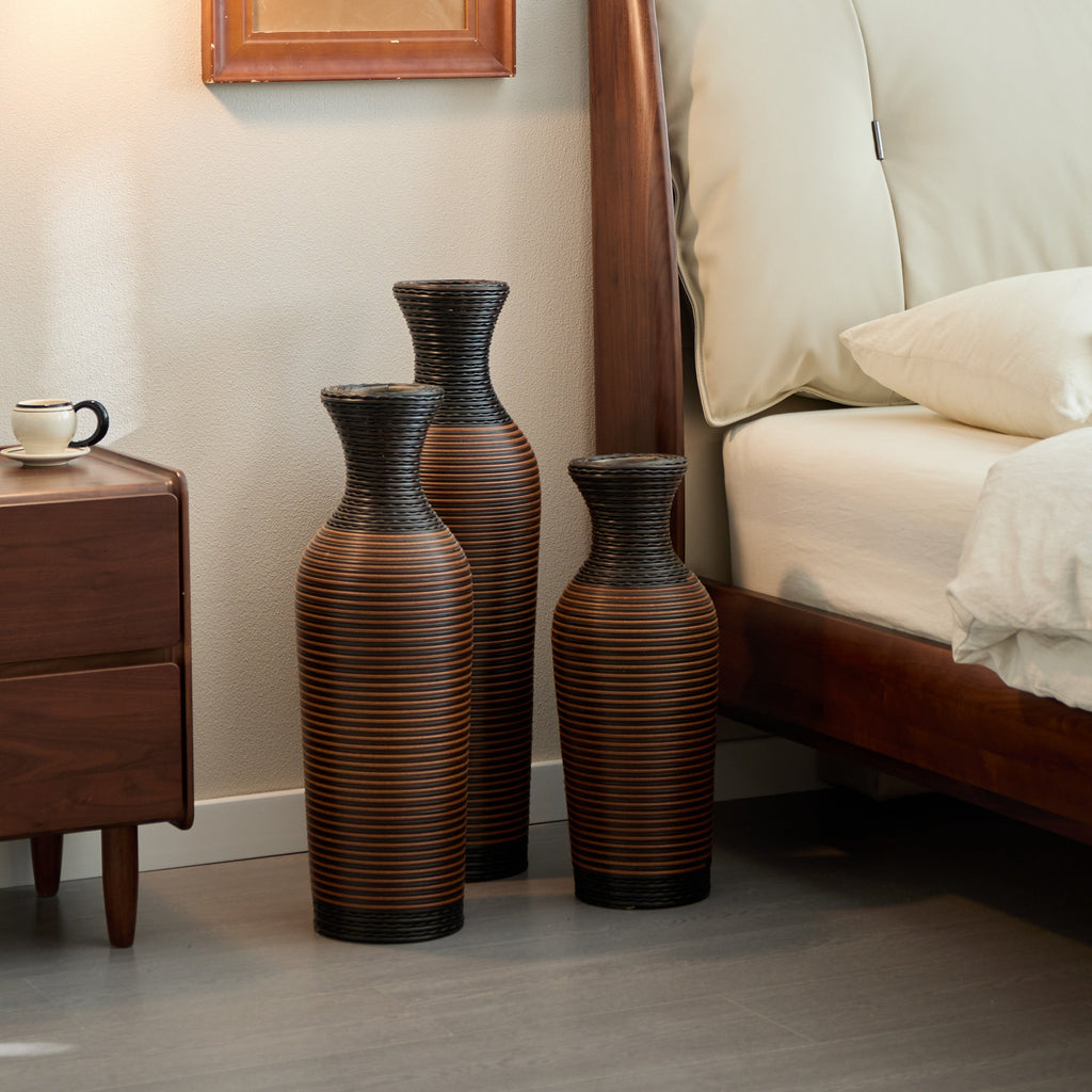 Desktop Vase, Brown Decorative Floor Vase, Classic and Neat Floor Vase, High Independent Flower Stand, Artificial Vine Vase, PVC Floor Vase, Home Decoration Flower Stand Set of 3 pieces