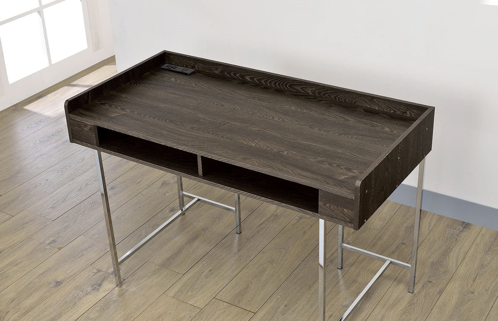 Modern Contemporary USB Supported Computer Desk With Drawer Space Providing Storage, Wood And Steel Construction