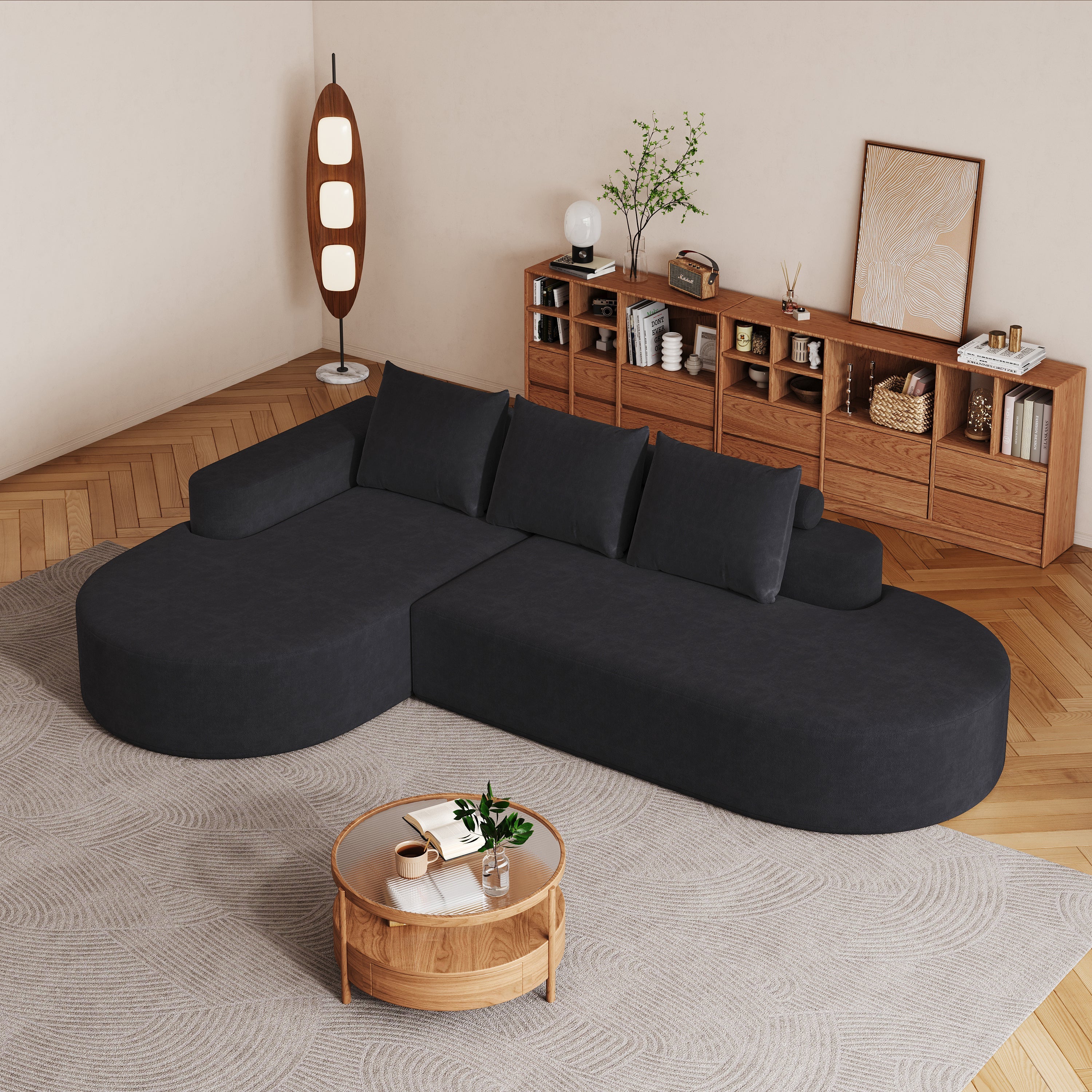 Modern Curved sofa ,Chenille Upholstered Sectional Sofa Couch Set,Modular 108.5' L Shaped Sectional Living Room Sofa Set With 3 Pillows,Free Combination Sofa Couch for Living Room,Bedroom