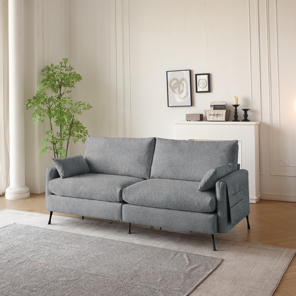 Deep 3-Seater Cloud Couch with 2 Armrest Pillows and 2 Toss Pillows, Love Seat for Living Room Bedroom Office Apartment, Grey