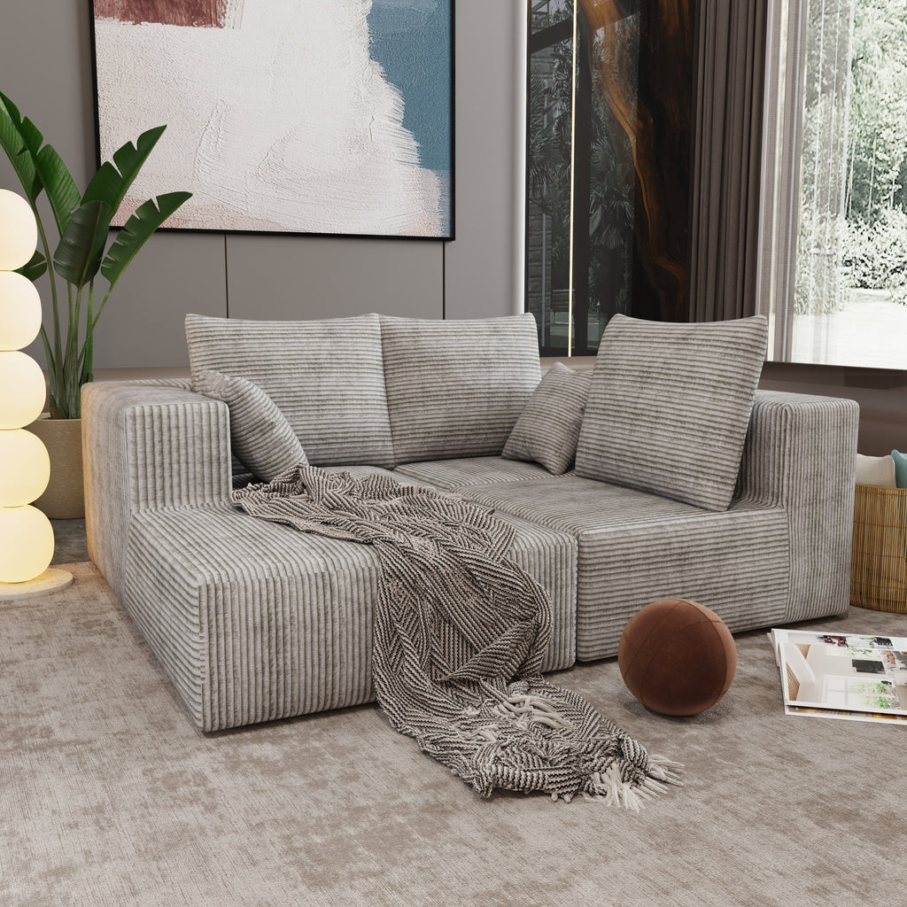 Corner combination sofa, sectional sofa ,couch sofa,sofa bed, made of high-density sponge and soft plush fabric, with multiple combinations available(gray)