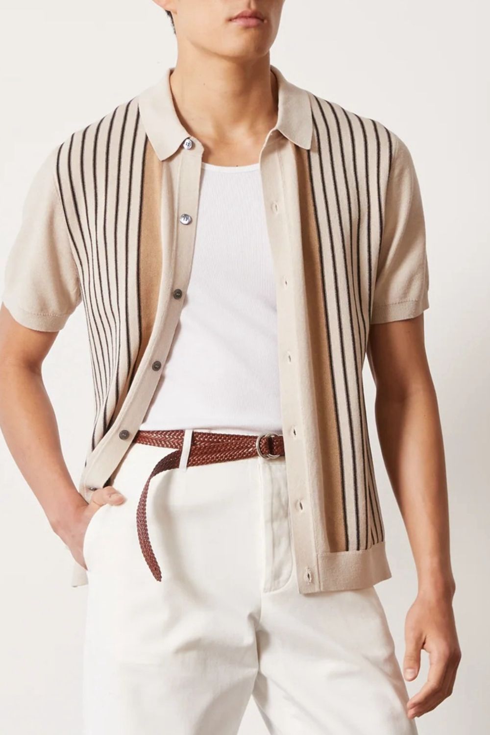 Striped Button Up Short Sleeve Shirt
