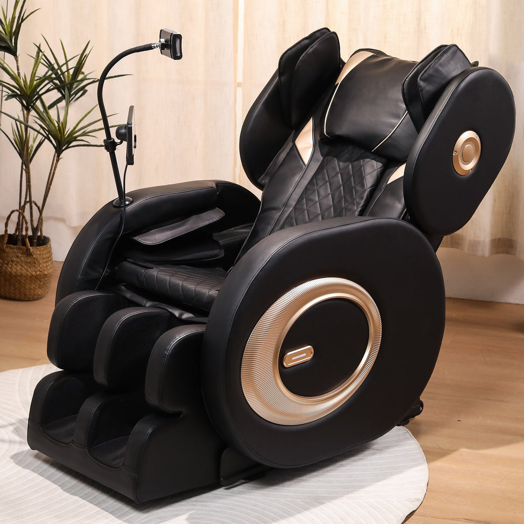 2025 Black Automatic Massage Chair Recliner with Zero Gravity and Full Body Air Pressure