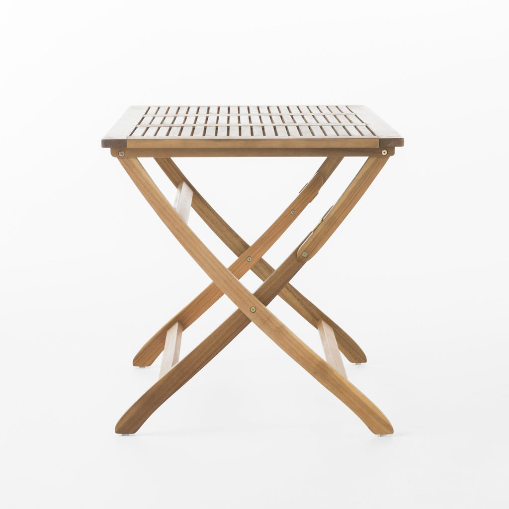 Blissique 43.5' Outdoor Foldable Wood Dining Table with Slat Design, Natural