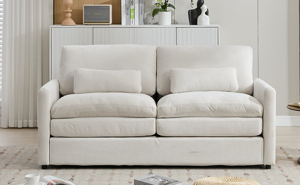 68.1' Cozy Upholstered Loveseat Sofa Oversized Comfy Comfy Cloud Sofa Double Cushion Loveseat Sofa Plush Cushion Sofa Couch for Living Room, Beige