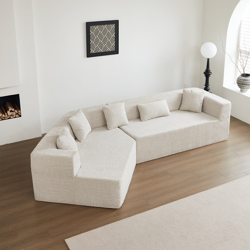 127.5'' Modern Minimalist Sofa With Deep Seat,No Assembly Needed