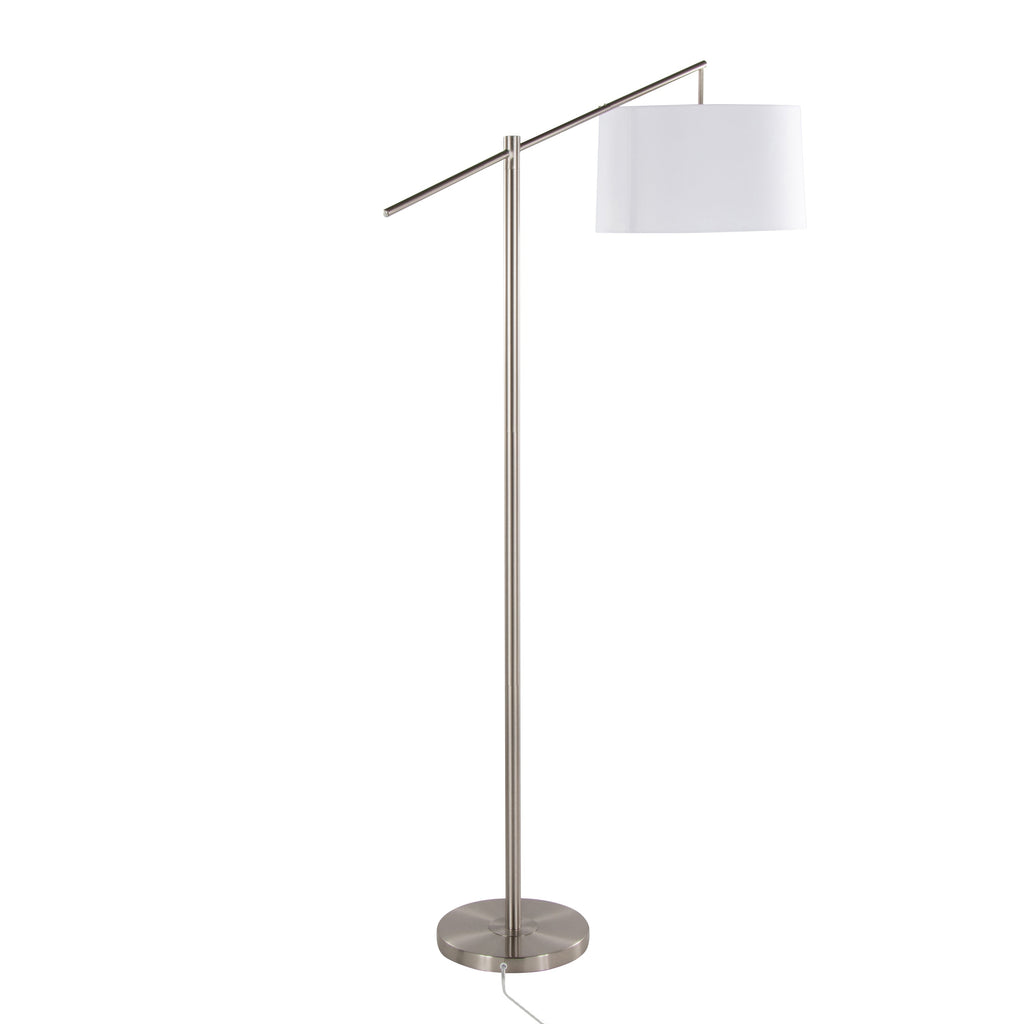 Casper 69' Contemporary Metal Floor Lamp in Brushed Nickel with Off-White Linen Shade from Grandview Gallery by LumiSource