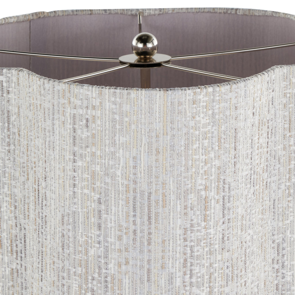 Lily 30' Contemporary Metal Table Lamp in Polished Nickel with Grey Linen Hardback Shade from Grandview Gallery by LumiSource