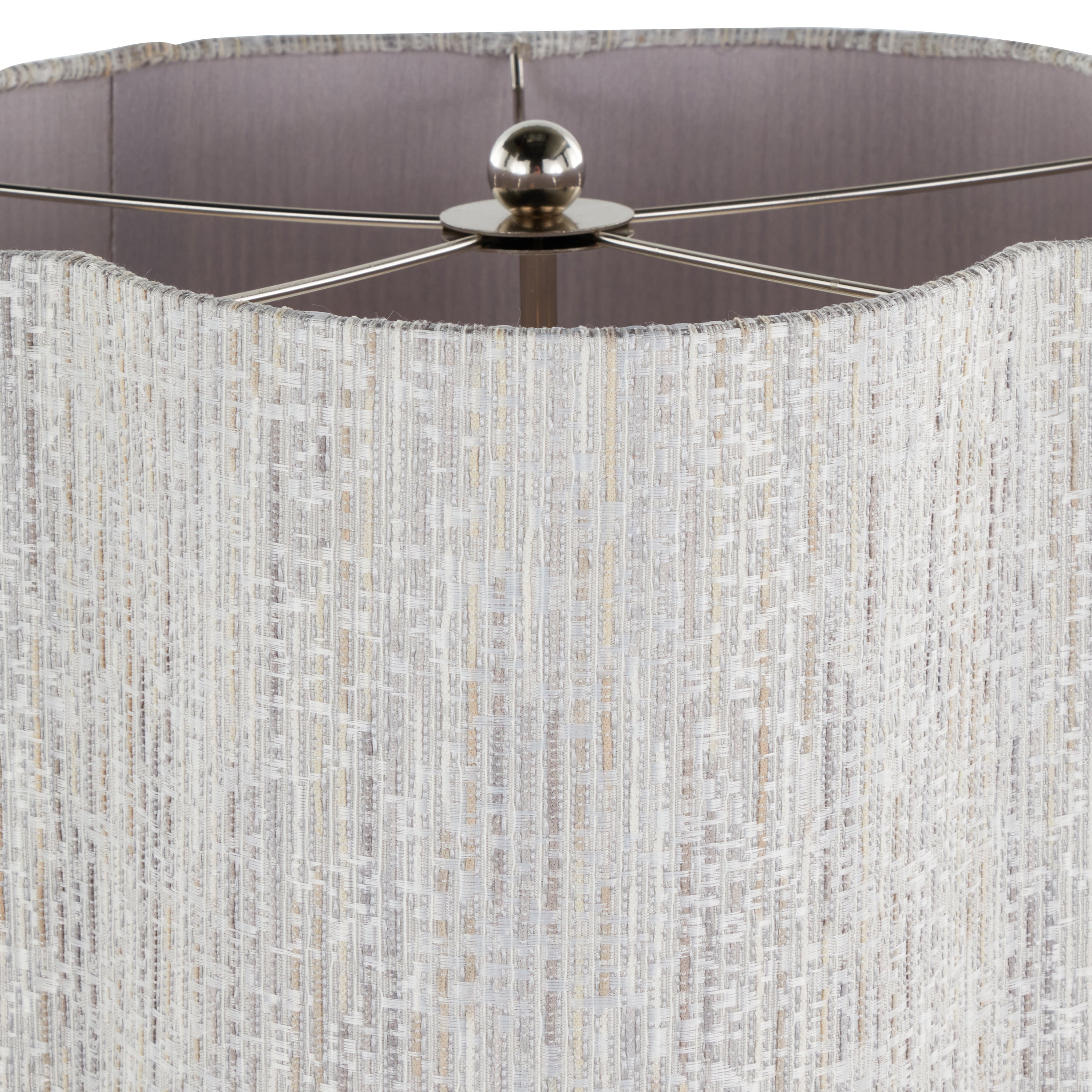 Lily 30' Contemporary Metal Table Lamp in Polished Nickel with Grey Linen Hardback Shade from Grandview Gallery by LumiSource