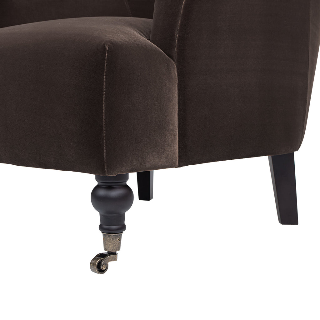 Eloise 30' Pleated Sock Arm Accent Armchair Deep Brown Performance Velvet