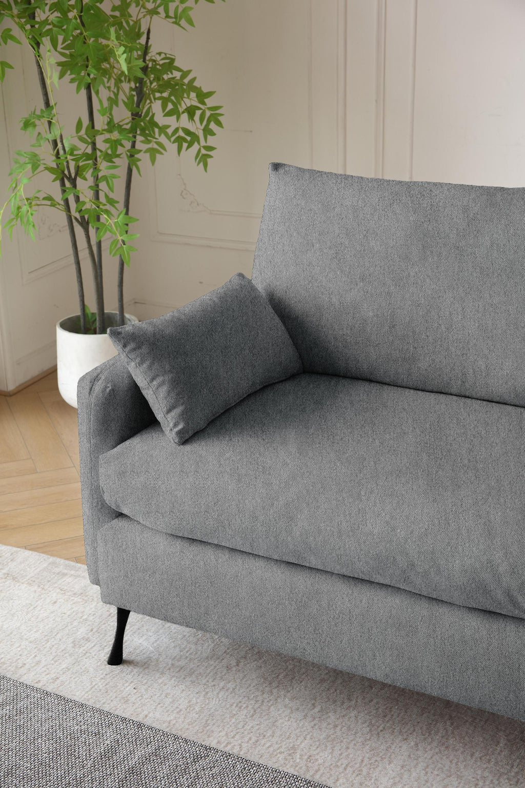 Deep 3-Seater Cloud Couch with 2 Armrest Pillows and 2 Toss Pillows, Love Seat for Living Room Bedroom Office Apartment, Grey