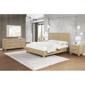 Modern Light Oak Wood 5pc Bedroom Furniture Set, California King size Platform Bed, Dresser Mirror and 2x Nightstand