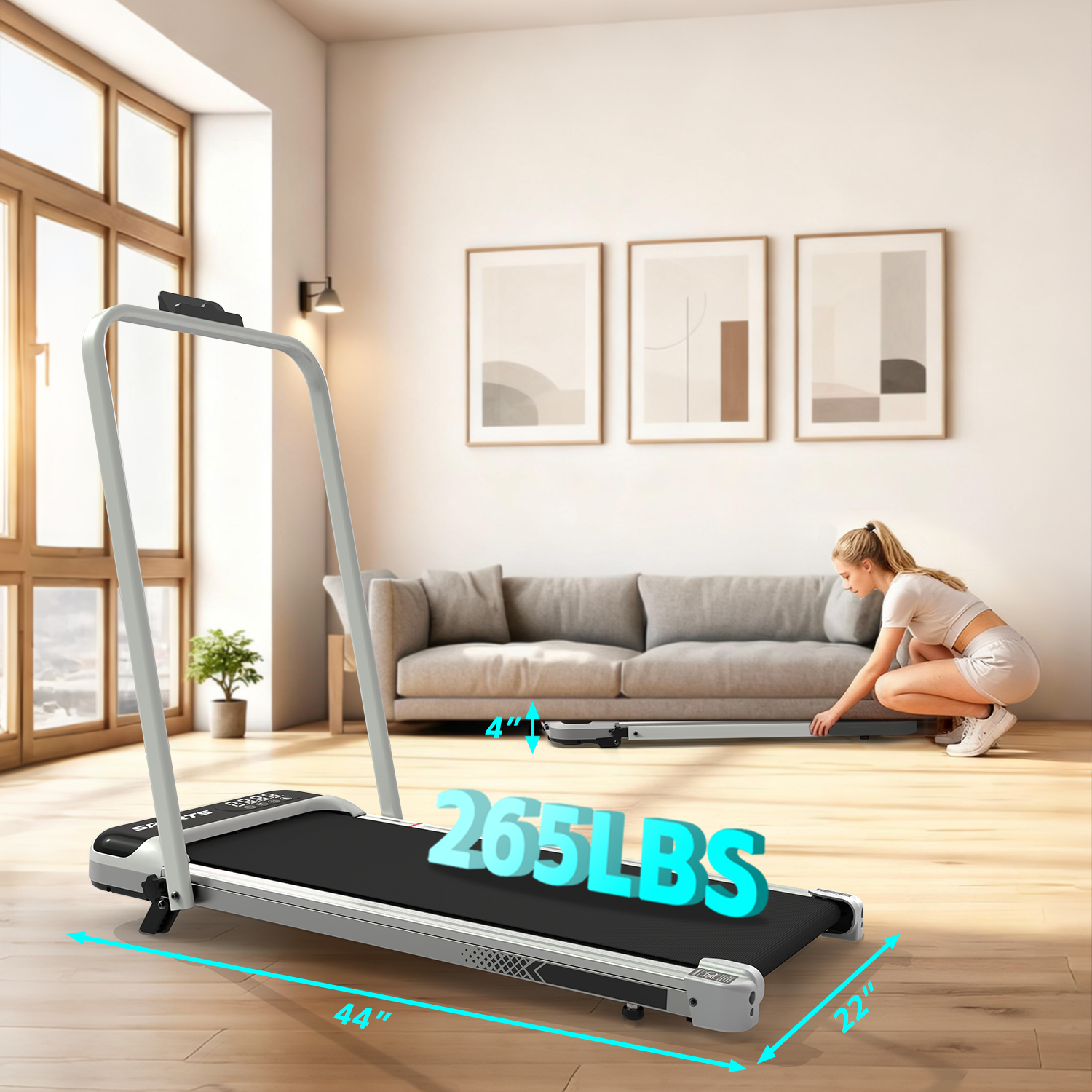3 in 1 Under Desk Treadmill with Incline,Foldable Treadmills for Home, Walking Pad with Handle Bar for Walking and Jogging, with Remote Control & LED Display