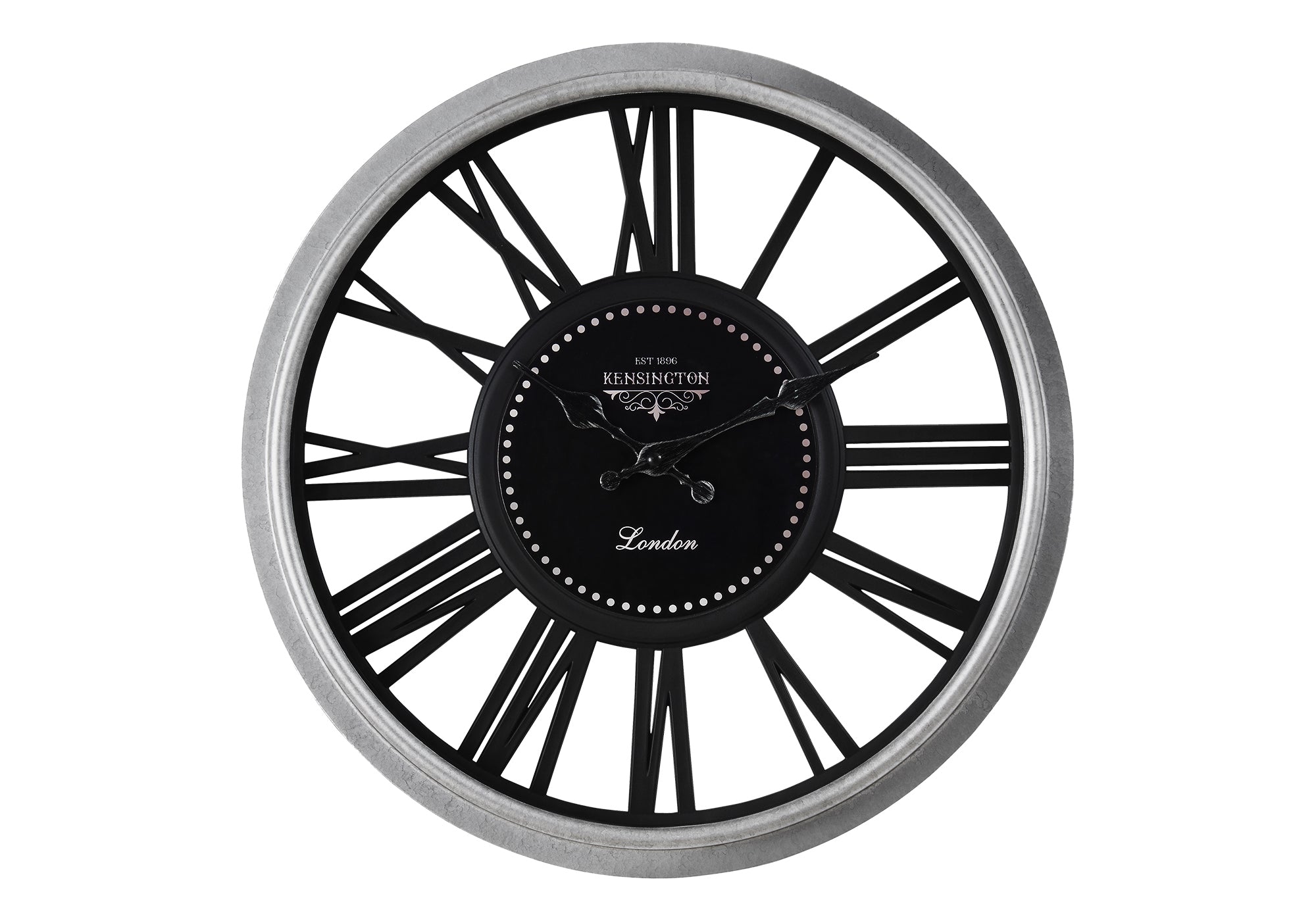 Clocks, 16' Round, Wall Clock, Silver, Black, Transitional