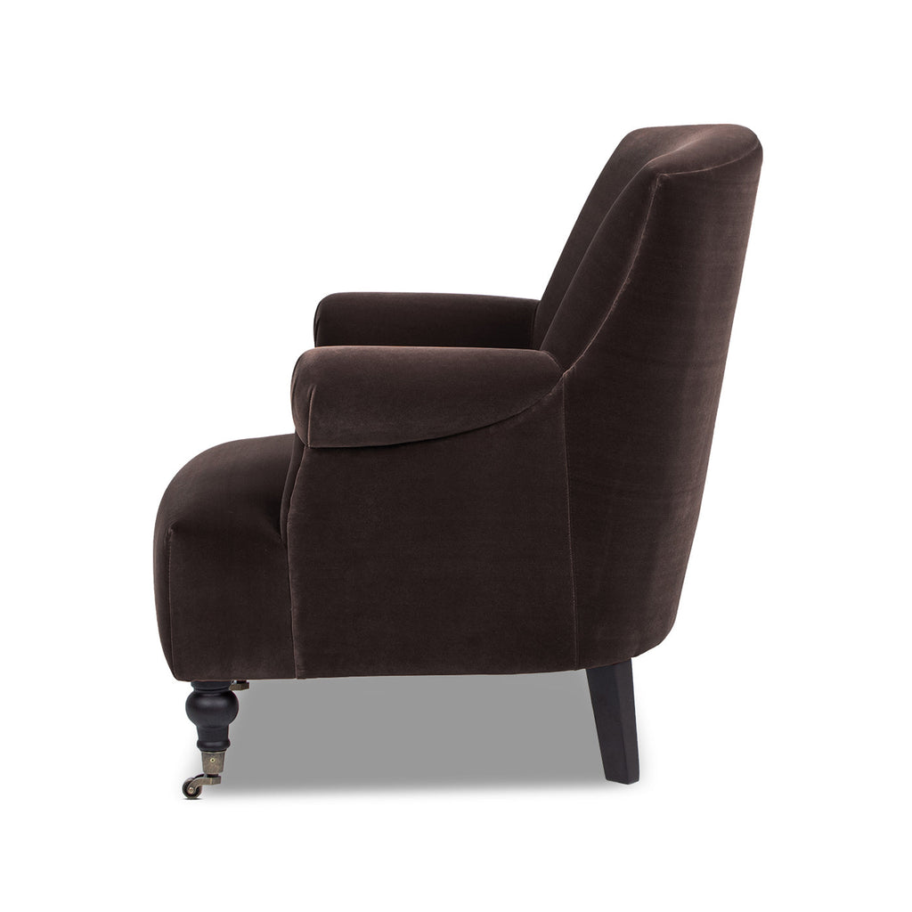 Eloise 30' Pleated Sock Arm Accent Armchair Deep Brown Performance Velvet