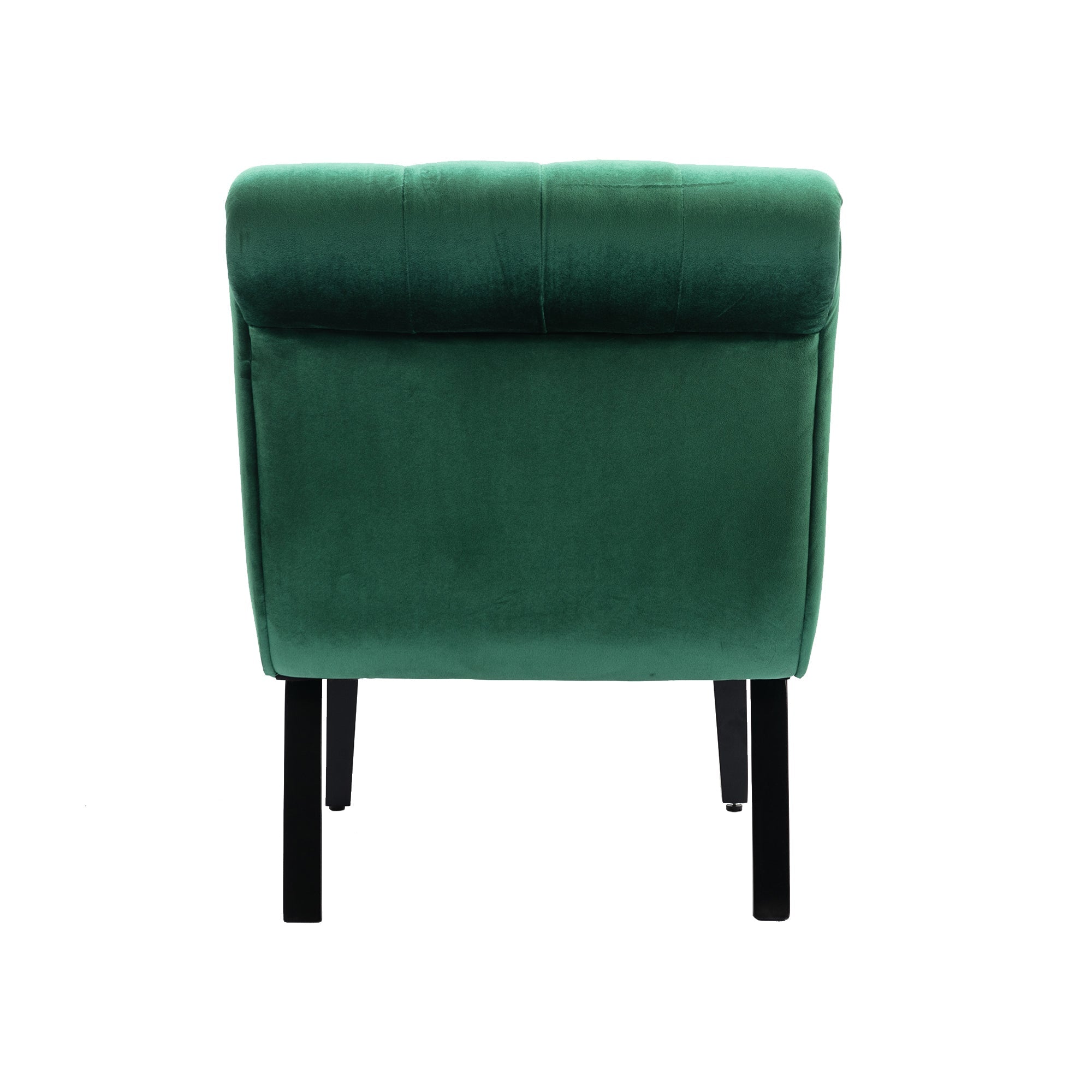 COOLMORE Modern Velvet Armless Accent Living Room Chair / Leisure Chair,Upholstered Fabric Button Comfortable Chair with Wooden Legs for Bedroom, Living Room, Office (Green Velvet)