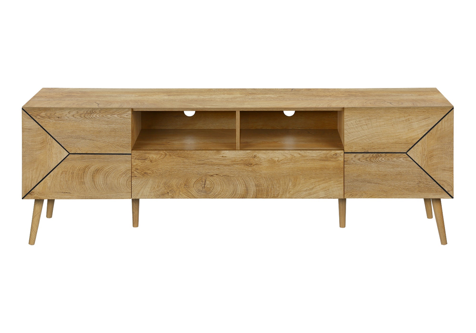 Tv Stand, 72 Inch, Console, Media Entertainment Center, Storage Drawer, Walnut Laminate, Mid Century, Modern