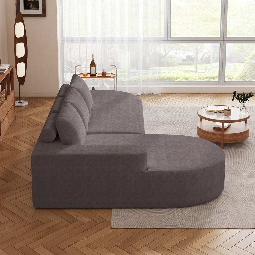 Modern Curved sofa ,Chenille Upholstered Sectional Sofa Couch Set,Modular 108.5' L Shaped Sectional Living Room Sofa Set With 3 Pillows,Free Combination Sofa Couch for Living Room,Bedroom