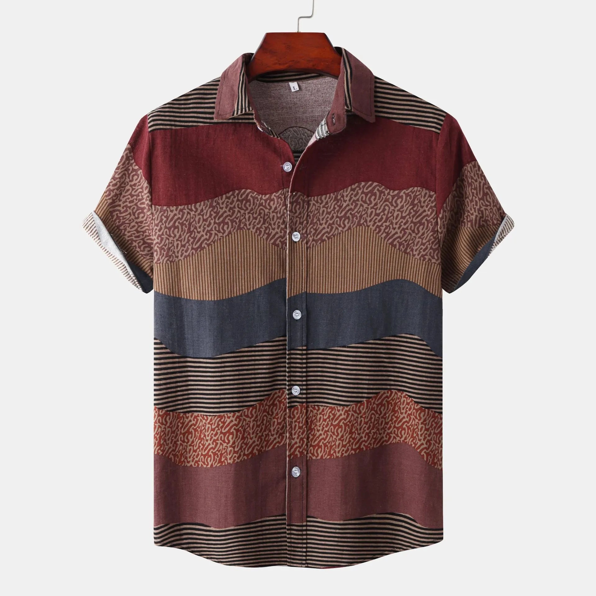 Color Block Short Sleeve Casual Shirt