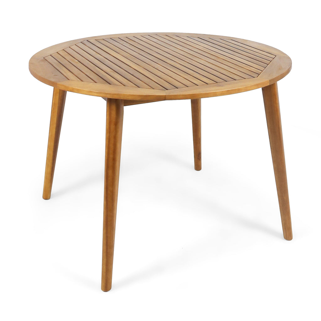 STAMFORD Modern Acacia Wood Dining Table with Straight Leg Base, Teak Finish, 47.25 Inches