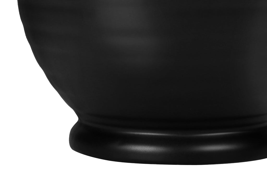 Lighting, 17'h, Table Lamp, Black Ceramic, Ivory / Cream Shade, Transitional