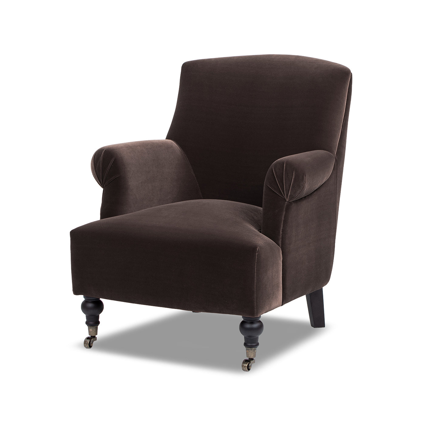 Eloise 30' Pleated Sock Arm Accent Armchair Deep Brown Performance Velvet