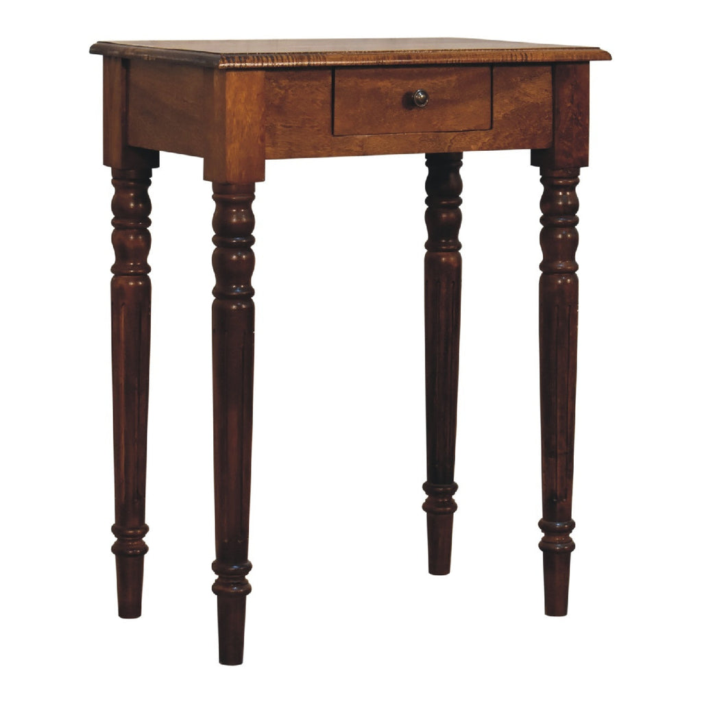 Artisan Furniture Solid Wood Chestnut Turned Leg Writing Desk, 1-Drawer, Brown