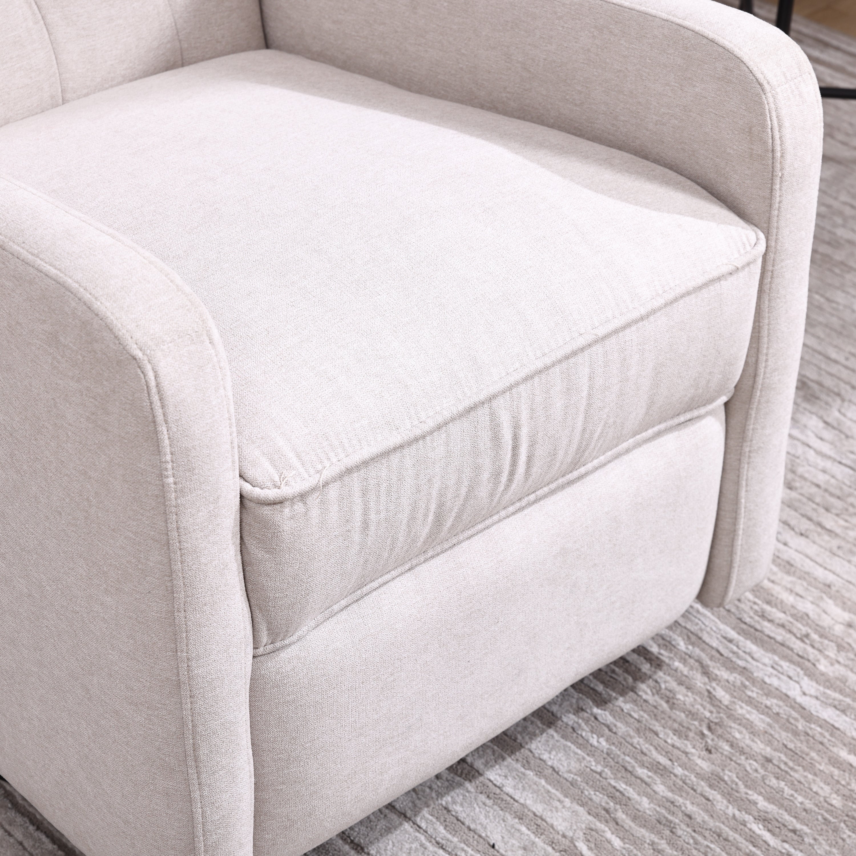 COOLMORE Rocking Recliner Chair,360 Degree Swivel Nursery Rocking Chair,Glider Chair,Modern Small Rocking Swivel Recliner Chair for Bedroom,Living Room Chair Home Theater Seat (Beige)