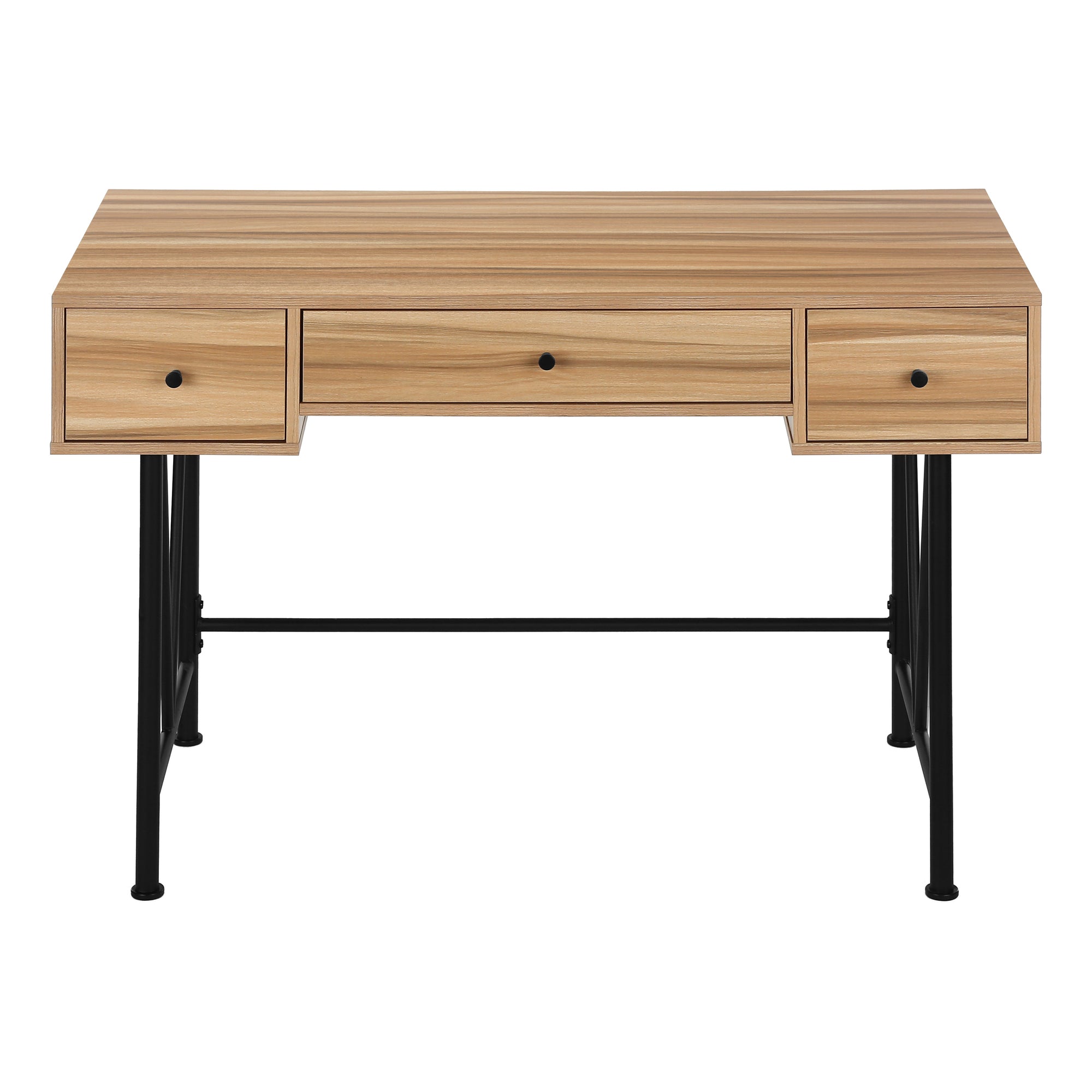 Computer Desk, Home Office, Laptop, Storage Drawers, 48'l, Work, Brown Laminate, Black Metal, Transitional