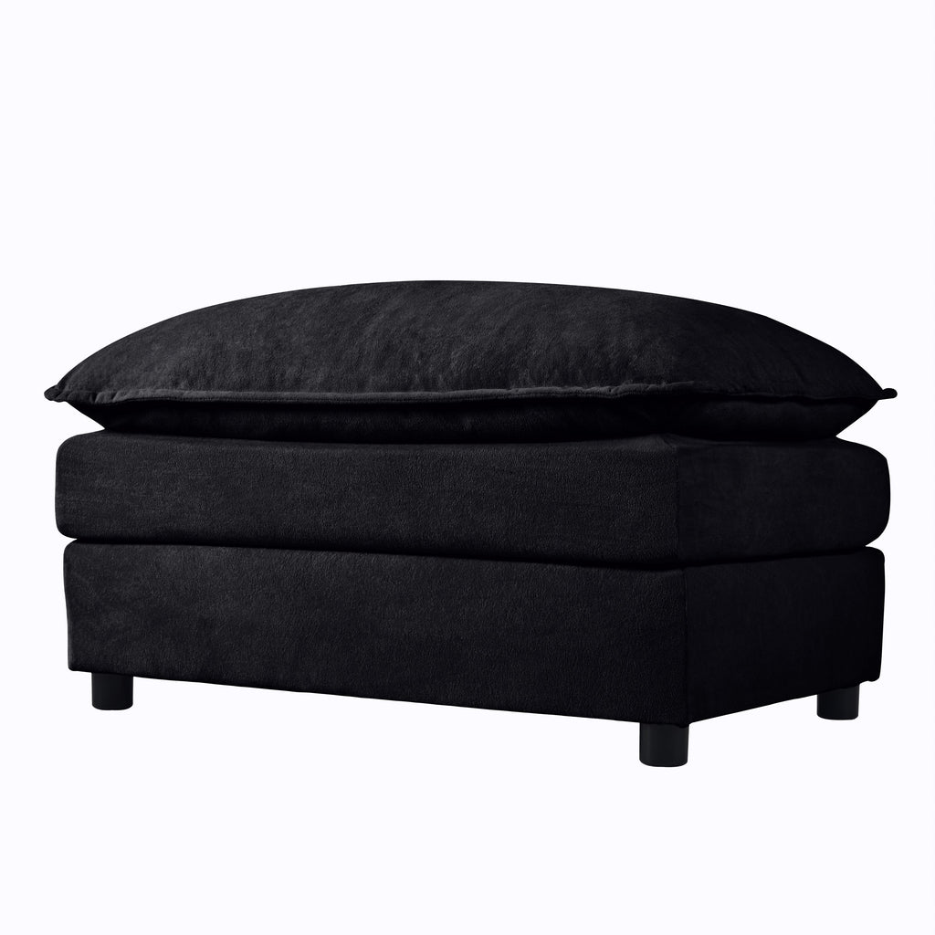 Modular Sectional Sofa, Oversized Deep Seat U Shaped Couch Set for Living Room, 4-Seater Comfy Cloud Couches with Two Movable Ottomans, DIY Combination, Chenille,Black