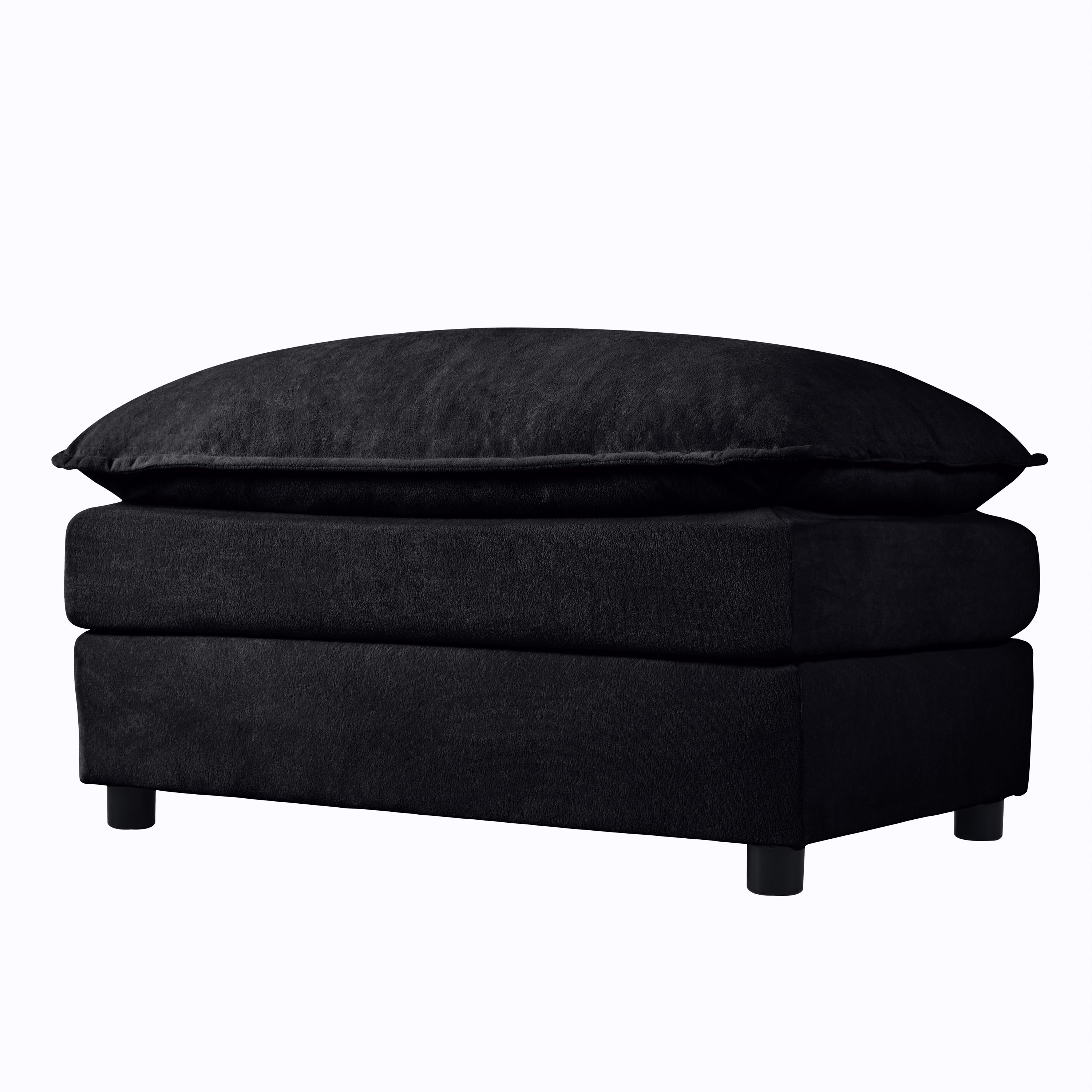 Deep Seat Sectional Cloud Sofa with 2 Ottomans & Soft Pillows, Loveseat Modular Couch for Living Room, Apartment,DIY Combination,Black